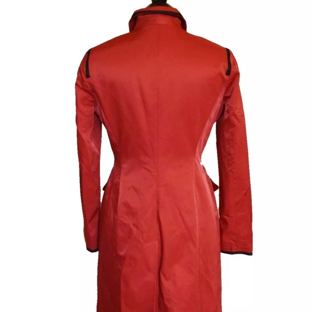 Nine West Raincoat in Red with Black Trim Size Small - Picture 7 of 7